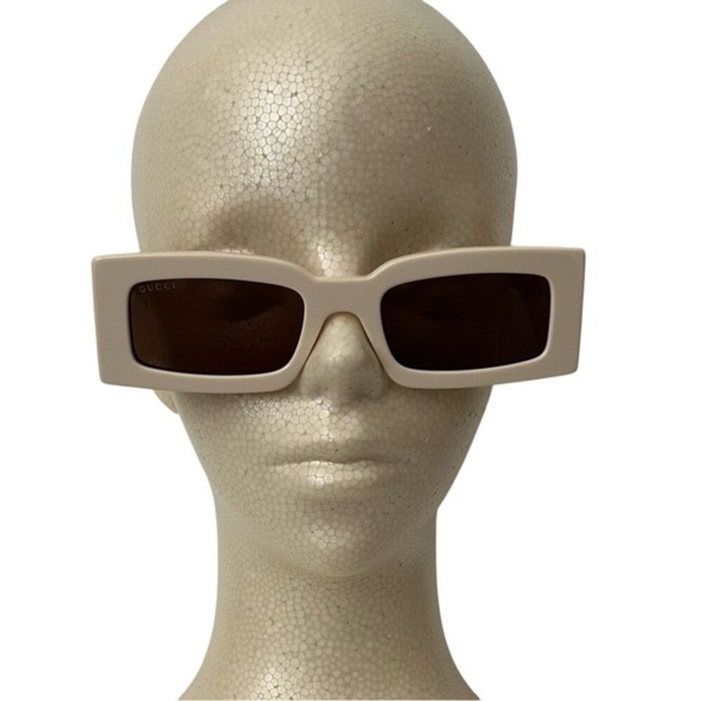 Gucci Ivory Gold GG1425S Square Shape Gold Double G‎ Detail Sunglasses